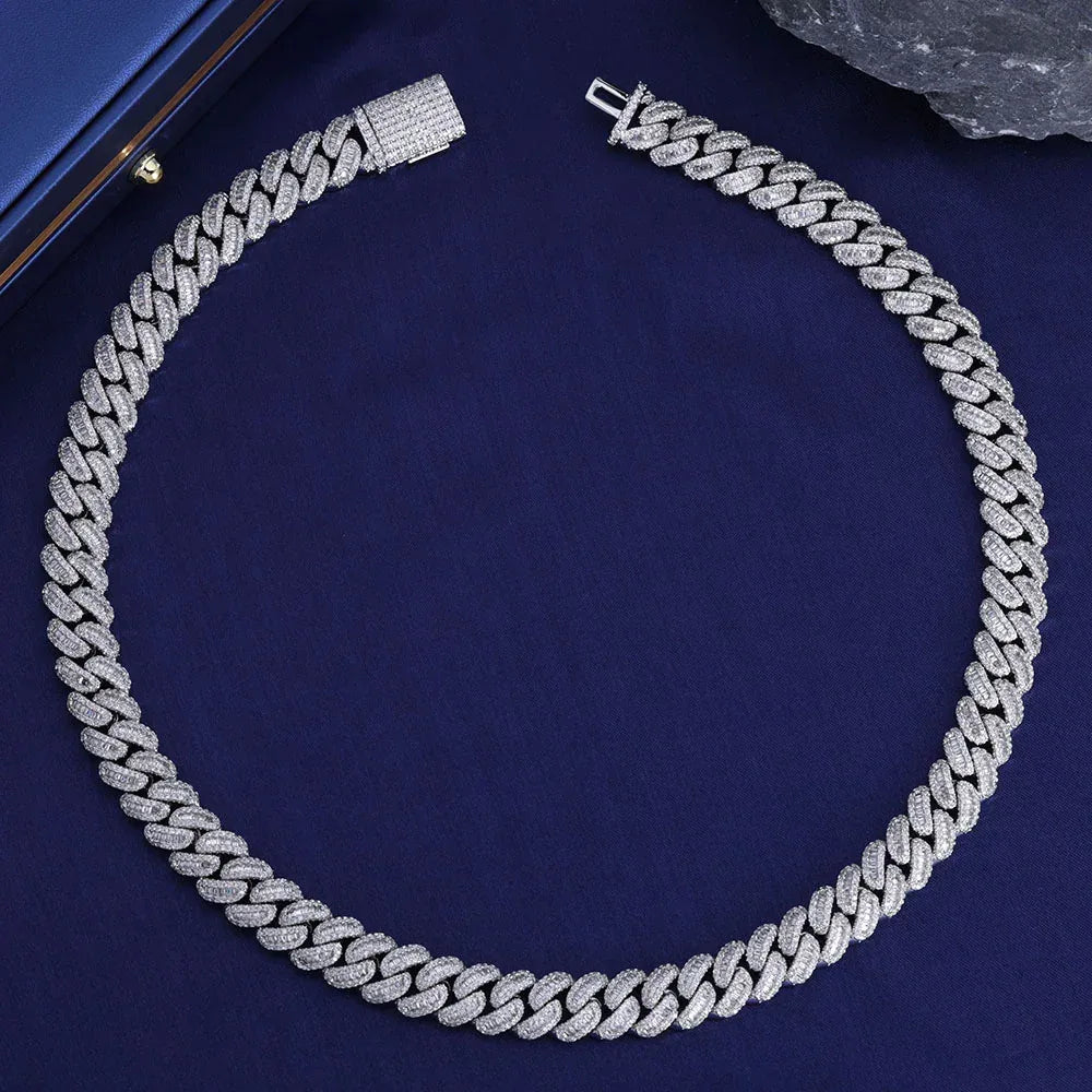 12mm T Cut Zircon Cuban Chain Rapper Iced Out Necklace - CaratixJewelry